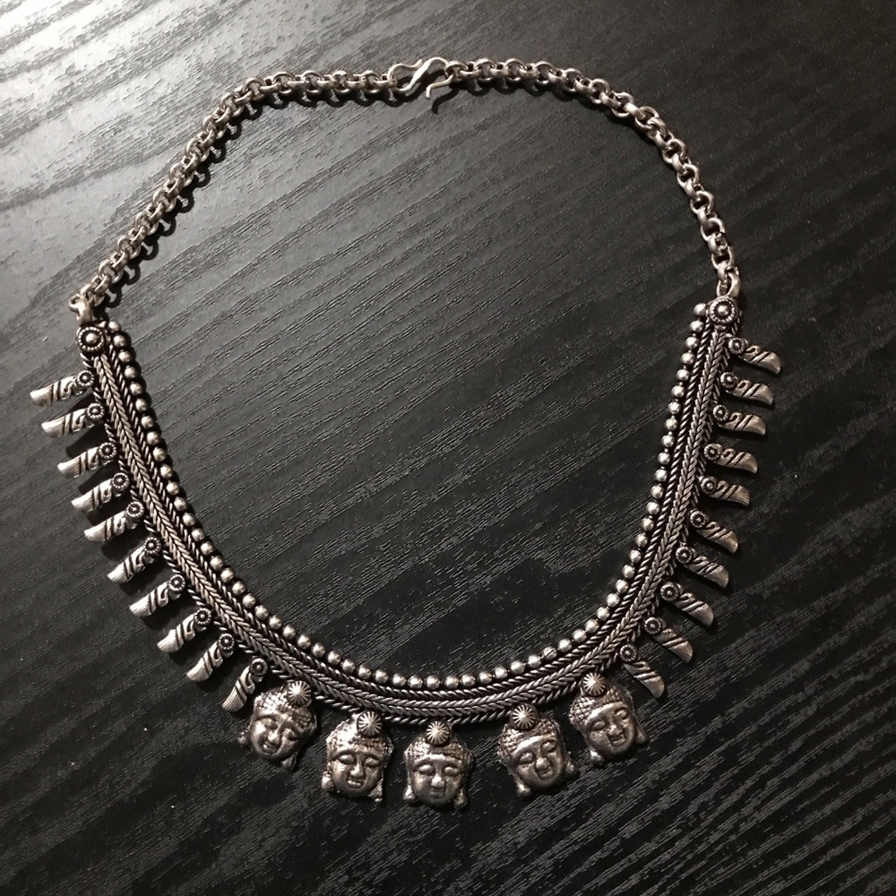 Black metal Buddha necklace